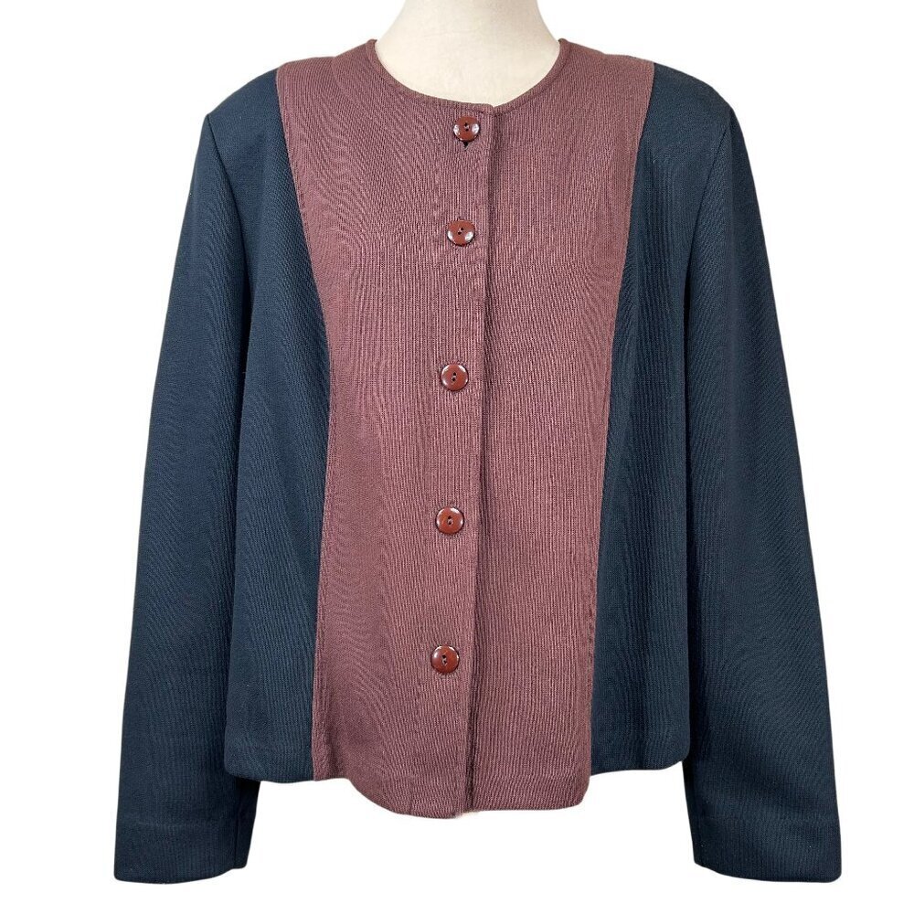 Weekenders Brown Black Knit Button-Up Long Sleeve Cardigan Jacket Size XL